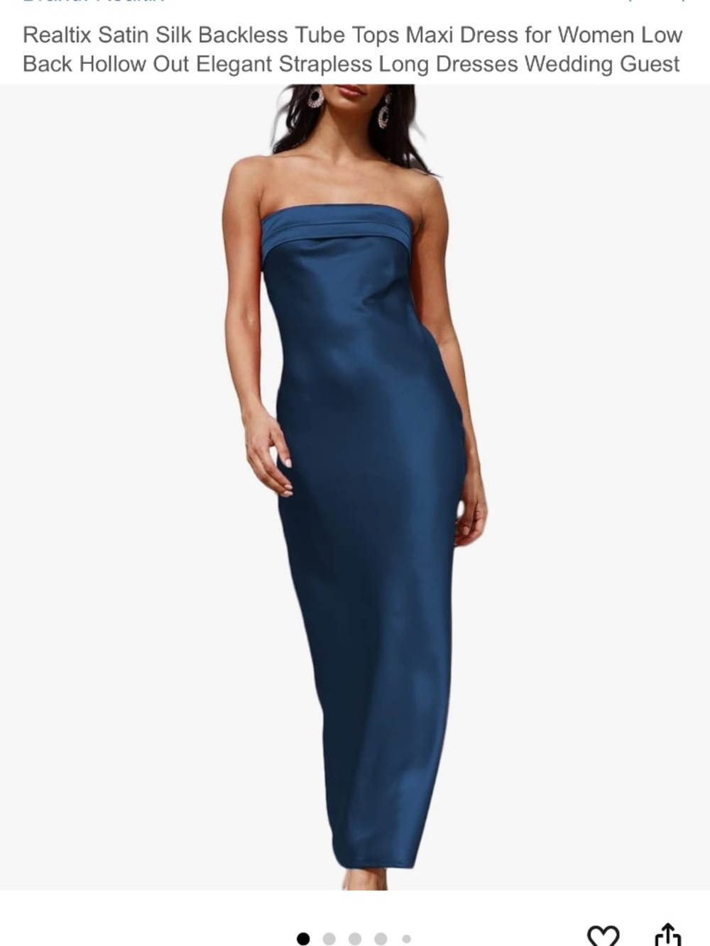 Realtix Navy Satin Strapless Maxi Dress | Elegant Formal Gown | Wedding Guest |
